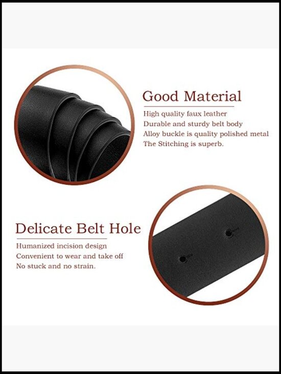 PU Leather Belt Double O Ring Soft Faux Leather Waist Belt